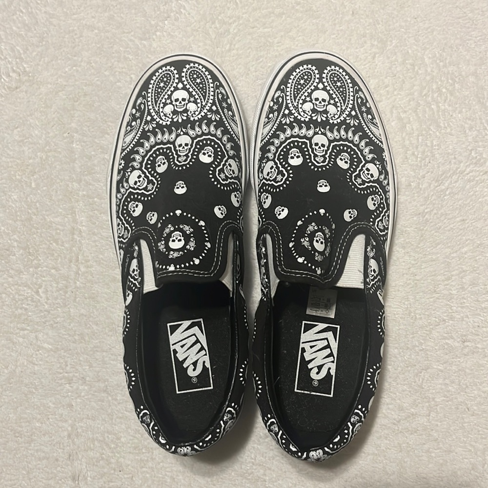 Black and white Skull Vans